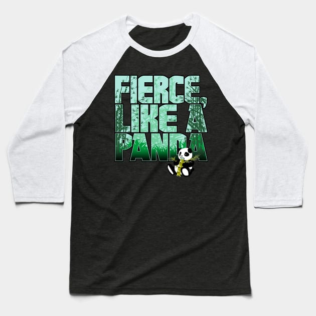 Panda Fierce Baseball T-Shirt by cfdunbar